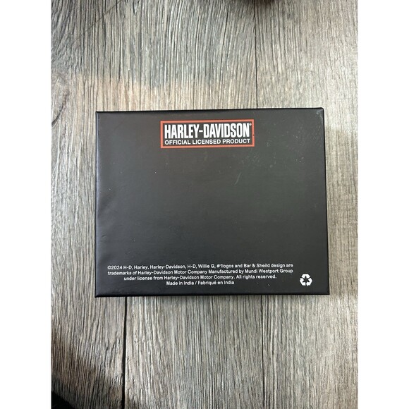 Men's Harley Davidson Black Genuine Leather Wallet Brand New In Gift Box Biker - Picture 4 of 6